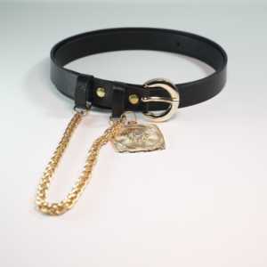 เข็มขัดหนังแท้สำหรับผู้หญิง King's Chain พร้อมดีเทลเหรียญตรา - Product Image 1