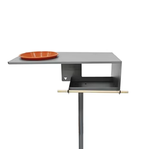 Mangeoire à <span class=keywords><strong>oiseaux</strong></span> moderne robuste JH-Mech avec station d'alimentation en forme de bol, revêtement gris <span class=keywords><strong>sable</strong></span>, en métal, sur poteau - Product Image 2