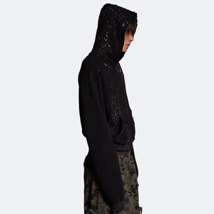 Sudadera con Capucha Personalizada para Hombre, Tejido Grueso con Pedrería, Alta Calidad, 330 g/m², Hombros Caídos, Cierre Completo, 100% Algodón, Felpa Francesa, Otoño - Product Image 3