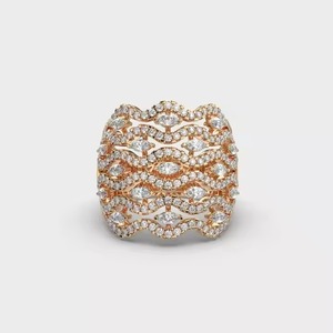 Queen Elizabeth Original Lab Grown Bague de fiançailles multi-pierres Bague de mariage de style princesse coupe marquise - Product Image 1