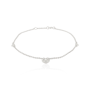 Design nouvellement élégant délicat 14K or blanc massif diamant naturel coeur bracelet à breloques bijoux empilables minimalistes - Product Image 1