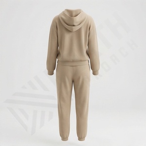 Ensemble survêtement pour femmes personnalisé, coton biologique de haute qualité, molleton français, fermeture éclair intégrale, col montant, coupe courte et pantalon de survêtement pour femmes - Product Image 2