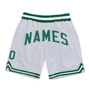 Industrie Direct Engro Sportswear Basketball Shorts Short de basket-ball personnalisé blanc Kelly Green Authentique Throwback Shorts - Product Image 1
