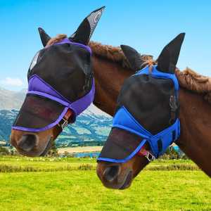 Masque anti-mouches léger et confortable pour cheval avec protection des oreilles, protège le cheval des insectes, de la poussière et des irritants - Product Image 2