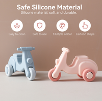 Juguete Educativo Multifuncional para Bebés Recién Nacidos, Mordedor de Silicona con Forma de Coche y Avión, Cepillo de Dientes para Bebés, Carrito de Empuje