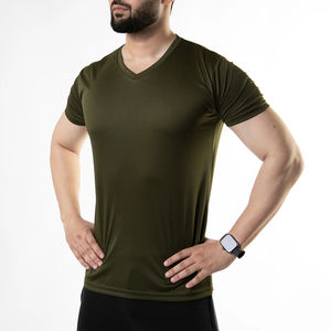 T-shirt de course à col en V personnalisable pour hommes, léger, polyester, spandex, séchage rapide et respirant, style formel - Product Image 2