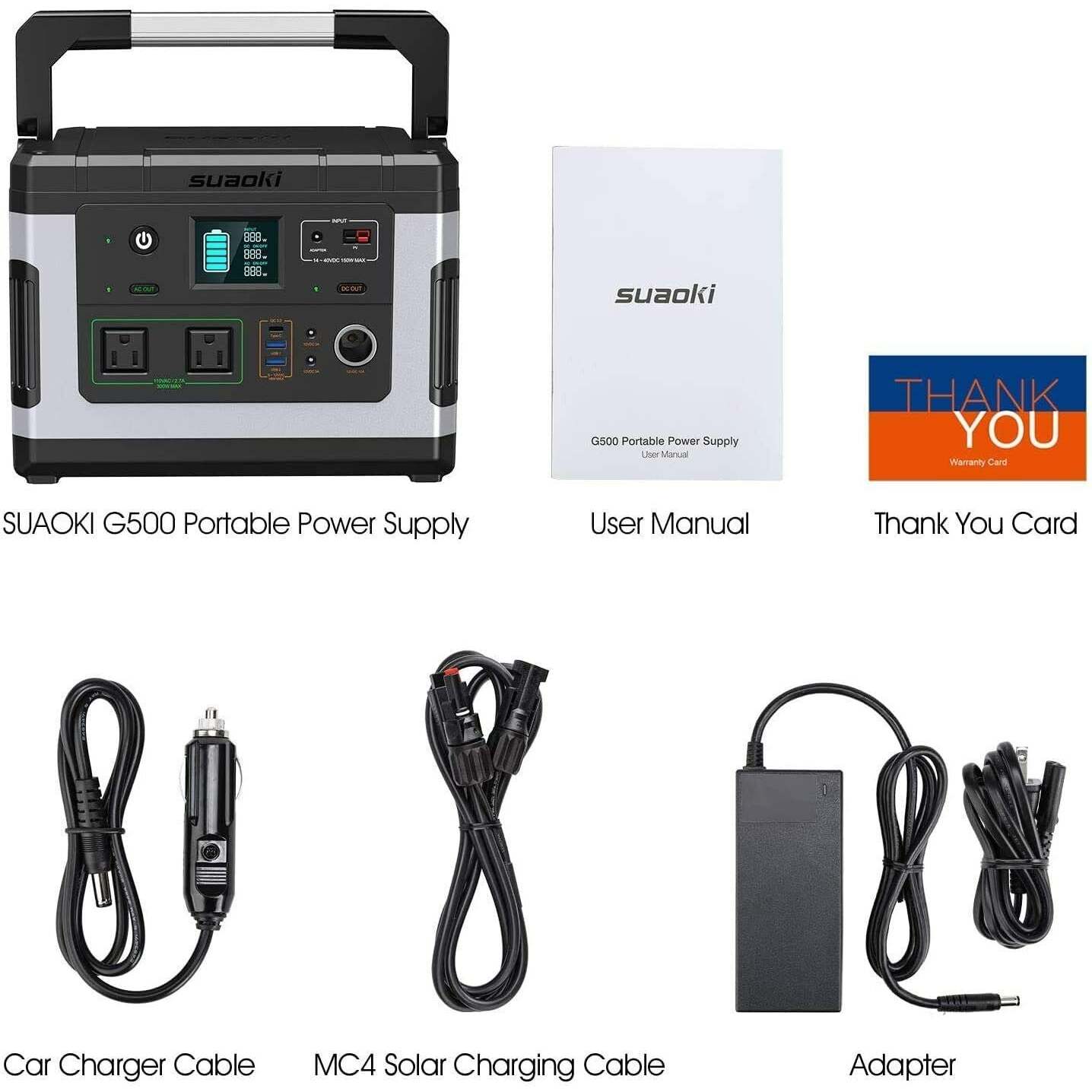 SUAOKI G500 Portable Power Station - 500wh Solar Generator