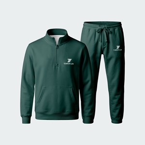 Conjunto Deportivo para Hombre 100% Algodón, Nuevo, Servicio OEM, Cierre de Cremallera de un Cuarto, Pantalones con Cordón, Colores Sólidos, Mangas Largas, Bolsillo Frontal - Product Image 3