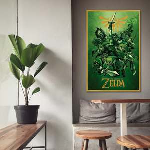 Modern Style the Legend of Zelda <b>Poster</b> Link Design Black <b>Frame</b> Paper Material for Wall Usage - Product Image 2