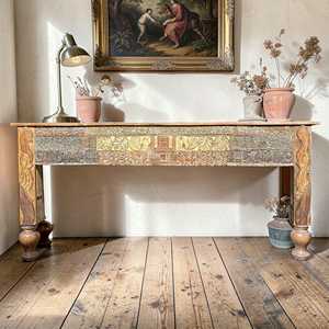 Hand-Carved Vintage Wooden Console <b>Table</b> Luxury Rustic for Entry Villa Living Room Bedroom Handmade Solid Wood <b>Mirrored</b> Hotels - Product Image 2
