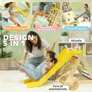 AIYAPLAY Montessori Jeu d'escalade 5 en 1 pour enfants avec corde, toboggan et sacs, en bois, 119x63x61 cm - Product Image 4