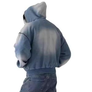 Heavyweight Knitted 100% Cotton Solid Zipper-Up Winter Hoodie Regular Fit OEM Service - Product Image 2
