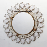 Nouveau design, miroir mural rond de style traditionnel de luxe, fait main en fer/rotin, écologique, pour mariage, bar mitzvah, décoration de la maison
