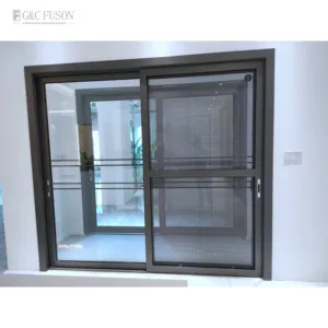 Fuson Vente directe Porte coulissante en verre pour cloison de séparation Cadre mince Intérieur Insonorisé Automatique Aluminium Portes coulissantes en verre