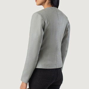 Meilleure vente Veste en cuir zippée à manches longues pour femmes Taille XL Tissu Imprimé Technique Conception de poche élégante Fourniture en gros - Product Image 4