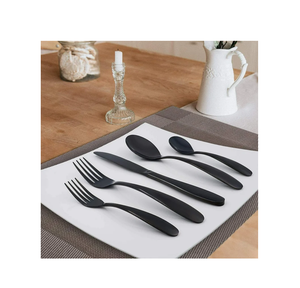 Cuillère à dessert en acier miroir Organisateur de dîner Artisanat Excellente qualité Cuillère noire mate en acier inoxydable - Product Image 6