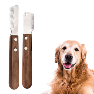 Venta al por mayor de buena calidad Striping Groomer Tool Mango de madera Pet Dog Grooming Stripping Knife - Product Image 3