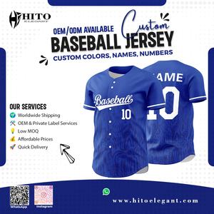 Maillot de baseball à prix raisonnables pour les vêtements de sport de plein air Taille adulte Vêtements de baseball et softball confortables Toutes les taillesCouleur bleue - Product Image 2