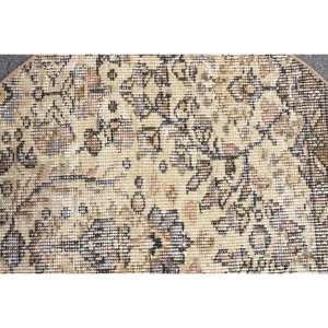 Alfombra turca de lana clásica Beige de 2,5x1,5 pies, rectángulo de pasillo estampado de retazos para entrada, sala de estar, alfombra de látex para cabecera - Product Image 5