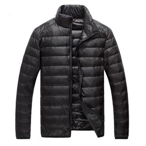 Veste décontractée à col montant en duvet de canard blanc pour hommes, doudoune mince à la mode avec toile de couleur unie, saison d'hiver essentielle - Product Image 2