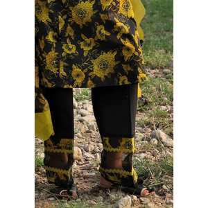 Conjunto de traje de verano de 3 piezas sin coser para mujer, color negro, con dupatta de gasa - Product Image 3