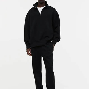 Venta al por mayor de alta calidad Stand Collar Quarter Zip Pullover O cuello sudadera pulóver hombres sudaderas de lana OEM con servicio - Product Image 1