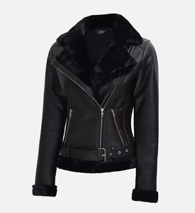 New Arrival Classic Women's Premium Quality Cowhide Leather <b>Jacket</b> Genuine PU Leather with Cotton Filling New Design - Product Image 3