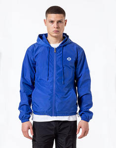 Chaqueta cortavientos de nailon azul medianoche resistente al agua con logotipo personalizado para hombre chaqueta con capucha de entrenamiento informal - Product Image 1