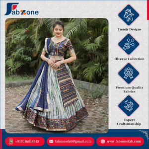 ผ้าฝ้ายเย็บเต็มตัวสีฟ้ารอยัลแบบดั้งเดิมคุณภาพระดับพรีเมี่ยมสามารถแนบ lehenga choli กับ dupatta สำหรับงานแต่งงาน - Product Image 6