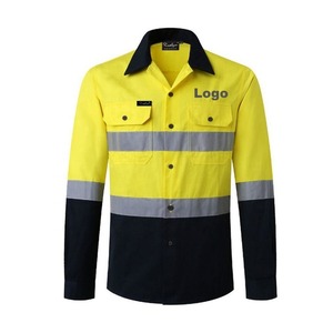 Chemise de travail orange de sécurité professionnelle pour hommes 100% coton respirant et grande taille réfléchissante en coton - Product Image 6