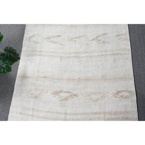 พรมขนาด 3.1x11.1 ฟุต, พรมคิลิมตุรกี, พรมขนสัตว์สีขาววินเทจ - Product Image 5