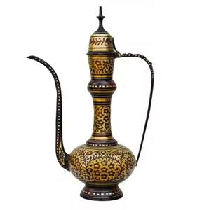 Nouveau laiton massif travaillé à la main en métal Antique théière arabe café laiton arabe en relief Dallah - Product Image 4