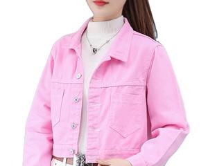 Veste en jean respirante pour femme, rose/jaune, décontractée, avec poches avant, manches longues, collection printemps 2026 - Product Image 2