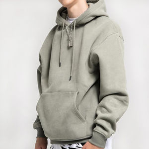 Sweats à capuche en coton épais logo personnalisé sweats à capuche en coton surdimensionnés vierges pull à capuche pour hommes épaules tombantes bases du coton mélangé - Product Image 4