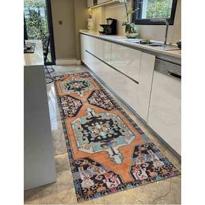 Alfombra Anatólica Naranja: Estilo Turco Vintage, Alfombra Antideslizante, Alfombra Suave No Tejida - Product Image 1