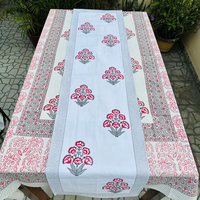 Chemin de table luxueux en coton tissé à la main, magnifique motif floral de style indien, durable, écologique, lavable et réutilisable