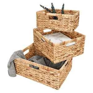 Panier en jacinthe d'eau tissé à la main avec poignée, panier de rangement pour la décoration de la maison, panier en jonc de mer de haute qualité, fabriqué au Vietnam - Product Image 1