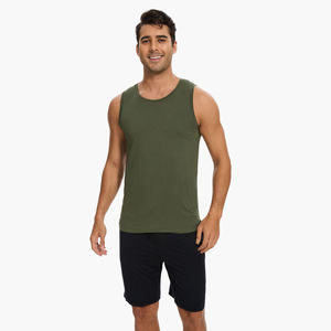 Camisetas sin mangas de cuello redondo suave para hombre, pijamas de bambú y viscosa, camiseta de verano para hombre, ropa de dormir y descanso, venta al por mayor OEM ODM - Product Image 1
