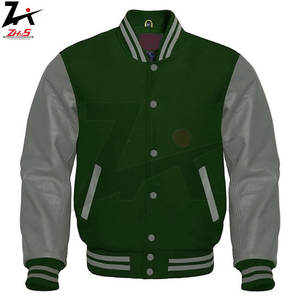 Veste universitaire Letterman veste de baseball corps en laine manches en cuir de vachette couleurs personnalisées broderie Patchwork vestes universitaires - Product Image 5