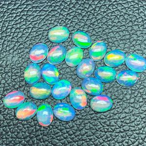 Color Play etíope Welo fuego blanco ópalo buena calidad 8mm x 10mm corte ovalado cabujón Natural parte posterior plana piedras preciosas sueltas para joyería - Product Image 4