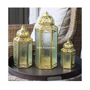 Antique Gold Finished Iron Metal And Glass Candle <b>Lantern</b> for Wedding & Event Party Decoration Hanging <b>Lantern</b> - Product Image 6