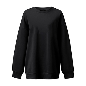 New Arrivals 100% Cotton Drop Shoulder Women's <b>Sweatshirts</b> Loose Sleeve Pullover Casual <b>Black</b> Color Oversized Women's <b>Sweatshirt</b> - Product Image 3