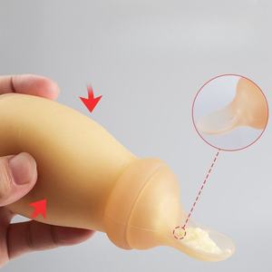 Tazas de Silicona para Bebés, Libres de BPA, para Pasta de Arroz y Leche, Cuchara de Alimentación con Exprimidor, Cuchara Suave, Portátil y Segura para Bebés de 0 a 12 Meses - Product Image 5