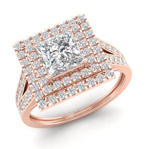 Bague Halo en Or Massif 14K avec Moissanite Taille Princesse 1,87 Carat, Design Original REYES, Certifiée GRA, Bijoux Fins pour Femme - Product Image 2