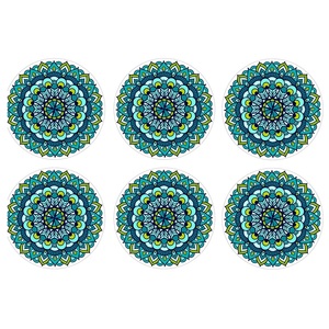 Posavasos de té redondos de madera oscura con estampado de Mandala de estilo europeo, Juego de 4 con tamaños de 3,5 pulgadas para decoración del hogar - Product Image 3