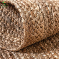 Tapis d'intérieur classique moderne personnalisé en jute et coton tressé, fait main, écologique, adapté aux animaux, rembourré, antidérapant et lavable pour chambre à coucher