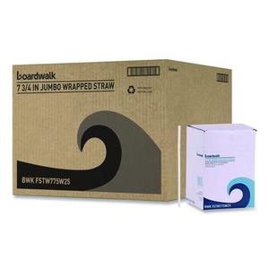 Boardwalk 7.75 In. Pailles à boire en plastique flexibles enveloppées, blanches - 20 paquets/carton - Product Image 1