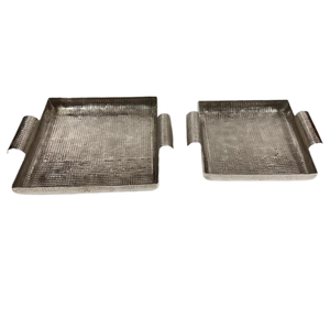 Plateau de service en métal fait à la main, plat à nourriture en aluminium, différentes tailles, plateau de service en métal de forme carrée, plateau élégant - Product Image 1