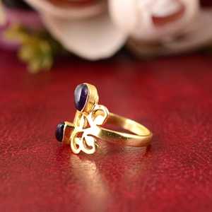 Hot Selling Design Boho Floral Gemstone <b>Ring</b> Boho Brass <b>Ring</b> for Women 18K Gold Plated Vintage Leaf Band for Wholesale OEM ODM - Product Image 3