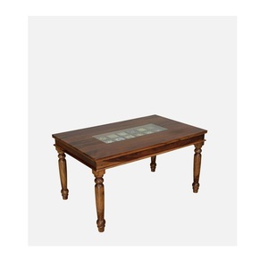 Table basse en bois rustique moderne et artisanale personnalisable avec incrustation de carreaux de céramique décoratifs Meubles de salon uniques - Product Image 1